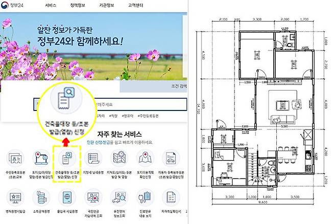 출처: 정부 24에서 확인할 수 있는 건축물대장, 건축 설계 도면