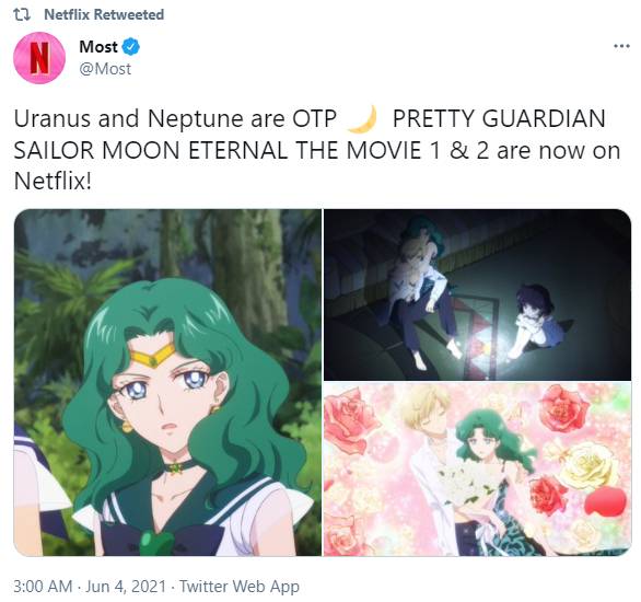 세일러 문 극장판 '달의 요정 세일러 문 이터널'이 3일 넷플릭스에서 공개됐다. /사진=넷플릭스 트위터