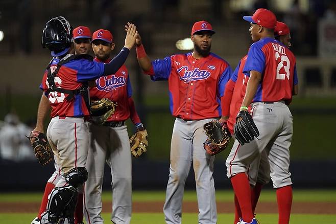 지난달부터 진행되고 있는 2020 도쿄올림픽 미주 대륙 야구 예선에 참가한 쿠바 야구대표팀./사진=로이터