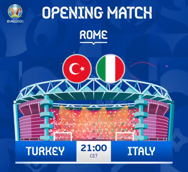터키와 이탈리아가 오는 12일 오전 4시(한국시각) 이탈리아 로마 올림피코에서 유로2020 개막전을 치른다. /사진=유로2020 공식 트위터