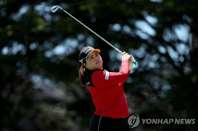 박인비의 1라운드 4번 홀 경기 모습 [게티이미지/AFP=연합뉴스]