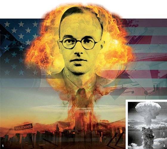 1 제2차 세계대전 중 미국ㆍ영국ㆍ캐나다의 핵무기 개발 프로그램인 맨해튼 계획에 이론물리학자로 참가했다가 정보를 빼돌려 소련에 넘긴 클라우스 푹스와 핵 폭발 장면. 2 미국이 1945년 8월 9일 나가사키에 투하한 원폭의 폭발 장면. [사진 미국 원자 유산 재단]