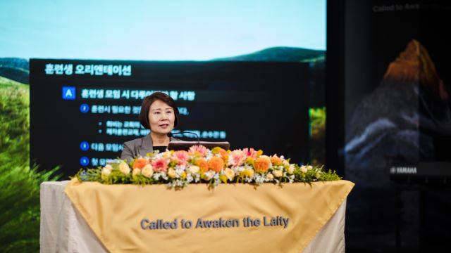 강명옥 국제제자훈련원 부원장이 지난 9일 CAL세미나에서 강의하고 있다. 강 부원장은 35년간 CAL세미나를 섬겨왔다.  국제제자훈련원 제공