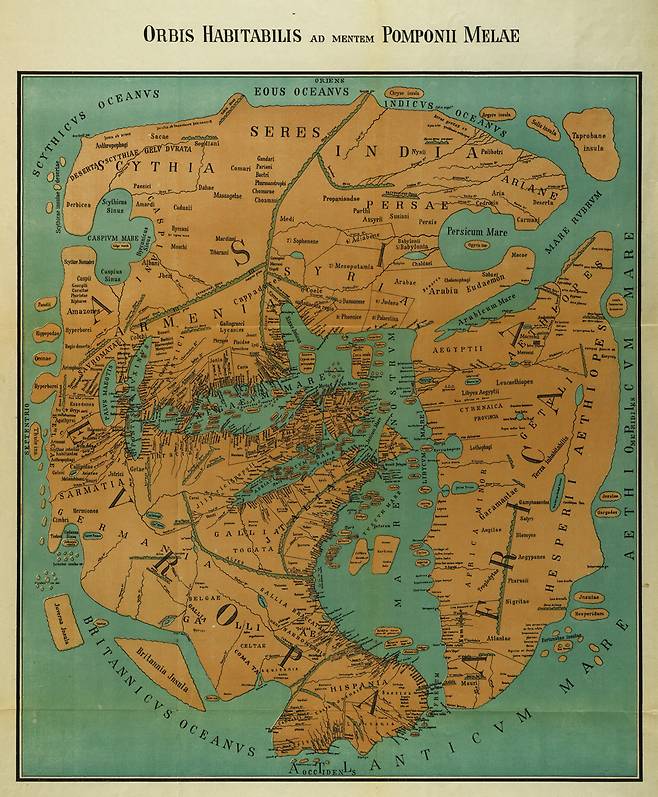 1895년에 재발행된 폼포니우스 멜라의 세계지도(출처: University of Greifswald)