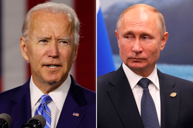 조 바이든(왼쪽) 미국 대통령과 블라디미르 푸틴 러시아 대통령.