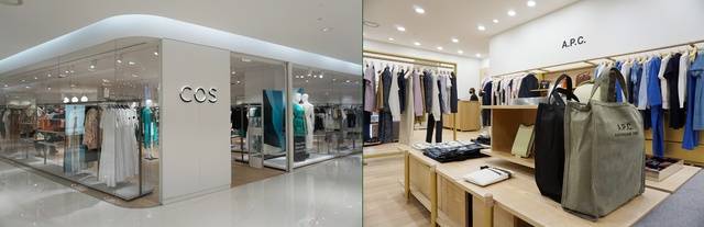 [대전=뉴시스] 중부권 처음으로 한화갤러리아타임월드에 오픈한 COS(코스) 매장과 A.P.C.(아페쎄) 매장 모습. *재판매 및 DB 금지