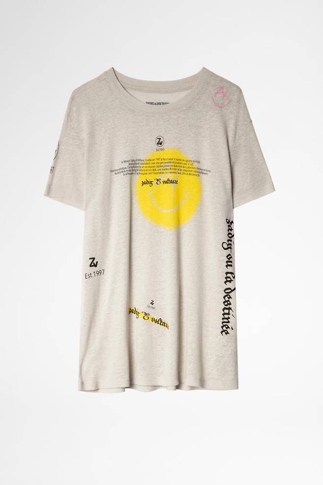 쟈딕앤볼테르 해피 캡슐 컬렉션 - 리넨, 모달, 리오셀 혼방이라 부드럽고 시원한 티셔츠.