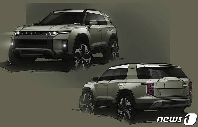 쌍용차 중형 SUV J100(프로젝트명) 스케치 이미지(사진제공=쌍용자동차)© 뉴스1