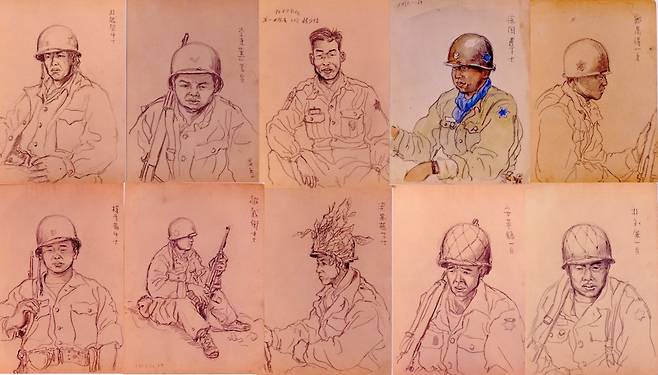 '고바우 영감' 고 김성환 화백이 그린 6사단 19연대 소속 장병 10인 [국립현대미술관 제공. 재판매 및 DB금지]