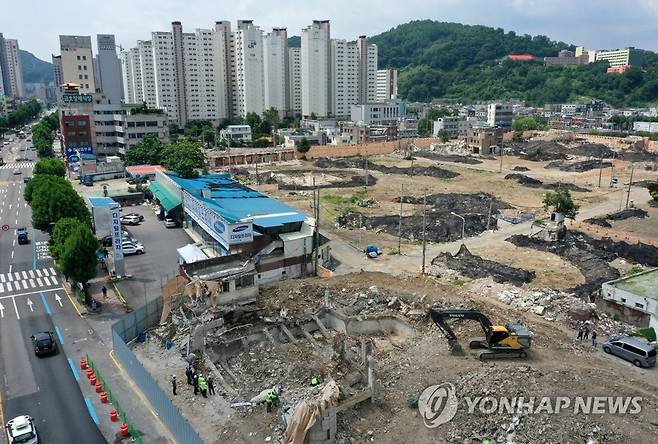 잔해 정리된 광주 학동 4구역 철거건물 붕괴참사 현장 [연합뉴스 자료사진]