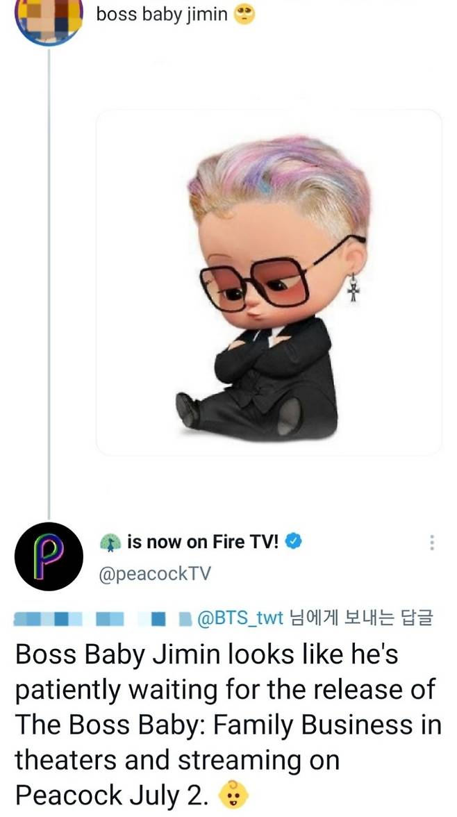 'Boss Baby Jimin' 방탄소년단 지민, '보스 베이비2' 홍보 등장...OTT 시장에도 'The Jimin' 돌풍