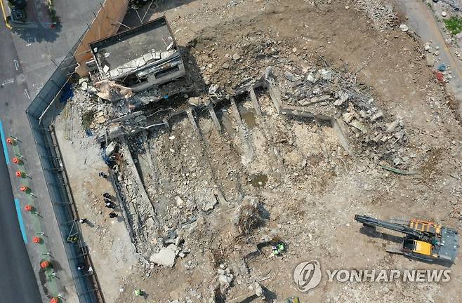 잔해 치워진 광주 학동 건물붕괴 현장 [연합뉴스 자료사진]
