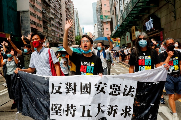 홍콩 보안법 반대 시위 현장. /로이터 연합뉴스