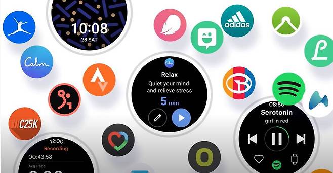 갤럭시 워치에 적용된 원UI 워치로 인해서, 구글 플레이스토어의 다양한 앱을 이용할 수 있다, 출처=삼성전자