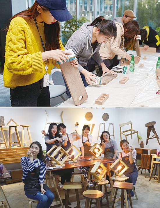 넥슨은 직원들이 문화 활동을 하도록 다양한 지원책을 마련했다. GS홈쇼핑은 직원들이 원하는 교육을 신청할 수 있는 ‘뭉클’ 프로그램을 지원한다. <넥슨, GS홈쇼핑 제공>