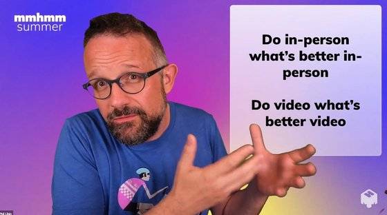 화상으로 만난 필 리빈 으흠(mmhmm) 공동창업자 겸 CEO. 화면은 으흠이 적용된 모습. 김정민 기자