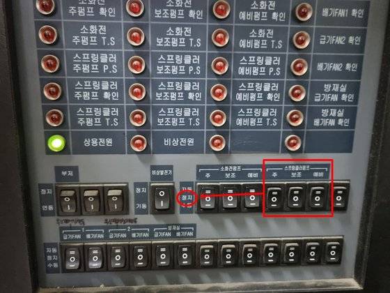 화재수신기가 정지된 모습. 경기도