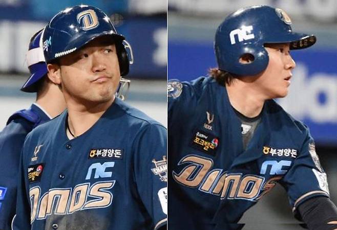 여성들과 호텔 술자리로 코로나 확진 물의를 일으킨 NC 다이노스 박석민선수(왼쪽)와 박민우선수/정재근 스포츠조선 기자