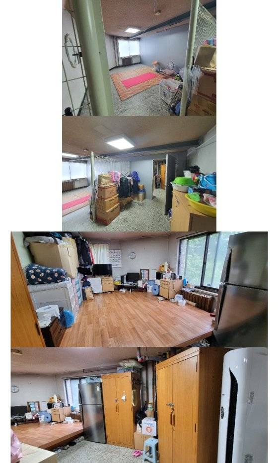 기존에 '열악한 환경의 휴게실'이라고 소개된 위 두 사진은 다용도실이다. 미화원 선생님 전용 스트레칭, 빨래 건조 등의 공간으로 사용되고 있다. 아래 두 사진은 다용도실 바로 옆 실제 휴게실. 에어컨과 냉장고가 모두 구비돼있다. 서울대