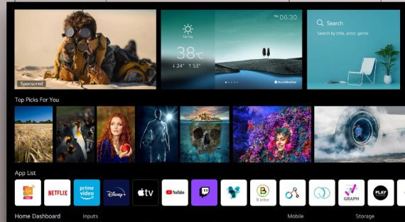 LG웹OS 화면. LG전자 제공