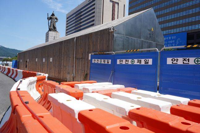 22일 세월호 기억공간이 공사 펜스에 둘러싸여 있다.ⓒ데일리안