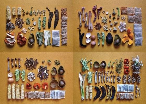 작가의 부엌에서 나온 음식물 쓰레기에 대한 한 달간의 기록. [사진 Kosuke Araki]