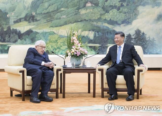 2019년 11월22일 베이징에서 시진핑 주석과 만난 키신저 [신화=연합뉴스 자료사진]