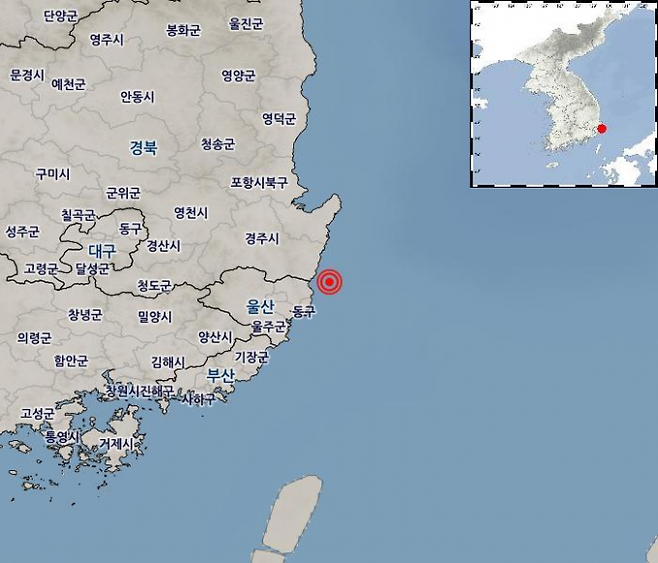 울산 북구 동북동쪽서 규모 2.2 지진이 발생했다. [사진=기상청]