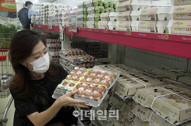 지난달 28일 서울 서초구 하나로마트 양재점에서 소비자가 계란을 구입하고 있다.(사진 = 김태형 기자)