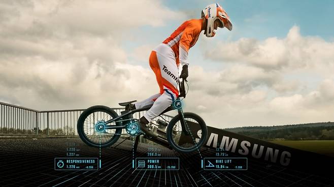 2020 도쿄올림픽 BMX 레이싱에서 금메달을 딴 닉 키만 선수가 삼성 페스트프레임(FastFrame)으로 훈련하는 모습 /사진=삼성전자