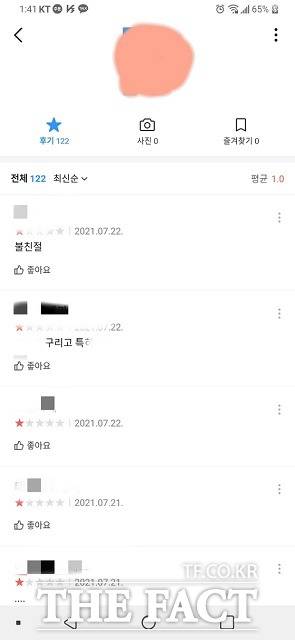 부산에서 패스트푸드점을 운영하는 30대 A씨는 최근 '카카오맵'의 별점 테러에 시달리며 속앓이를 하고 있다./카카오맵 캡처.