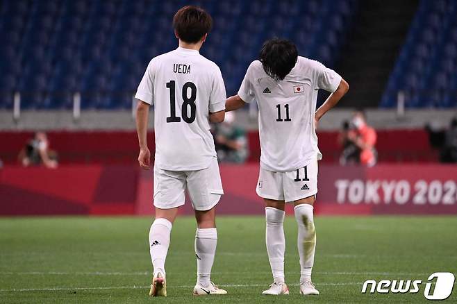 올림픽에서 4위를 한 일본 축구 대표팀 © AFP=뉴스1