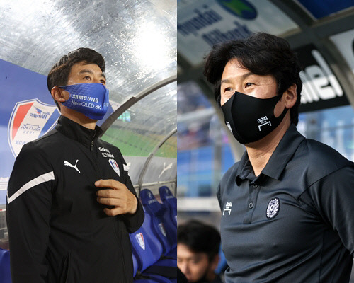 수원 삼성 박건하(왼쪽) 감독과 대구 이병근 감독. 제공 | 한국프로축구연맹