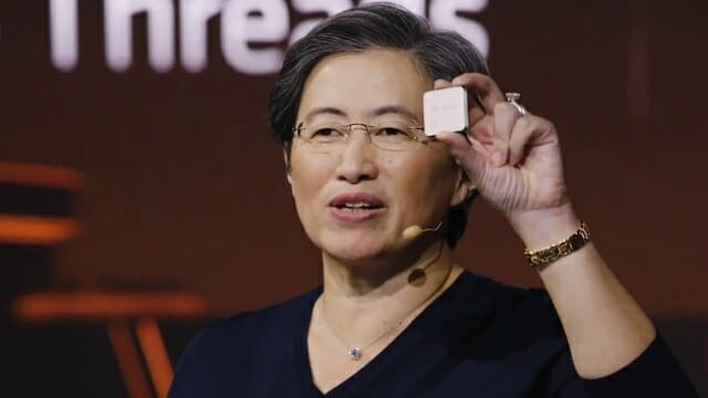 AMD는 2019년 이후 'TSMC 7nm'를 지속적으로 강조해 왔다. CES 2020에서 기조연설을 진행하는 리사 수 AMD CEO. (사진=AMD)