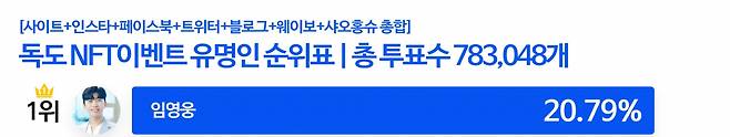 임영웅, D-3 '독도 NFT 작품에 이름을 함께 올리고 싶은 스타' 1위[8월12일]