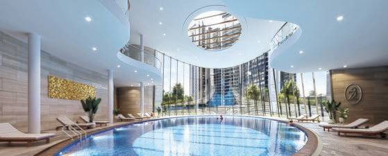 하늘과 맞닿은 느낌을 주는 주동 최상층의 스카이 커뮤니티와 함께, 지상에도 365일 물놀이를 즐길 수 있는 실내 워터파크가 들어선다.