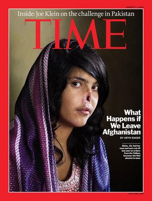 2010년 8월 미국 시사주간 '타임'지는 탈레반에 의해 코 일부와 두 귀가 잘린 아이샤의 사진을 표지에 실었다. AP통신