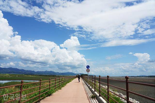 람사르고창갯벌센터에서 갯벌 탐방로가 연결돼 있다. 자전거나 전기버스를 이용하면 편리하다.