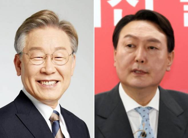 이재명(왼쪽) 경기지사 페이스북 프로필 사진, 윤석열 전 검찰총장 [페이스북·연합]