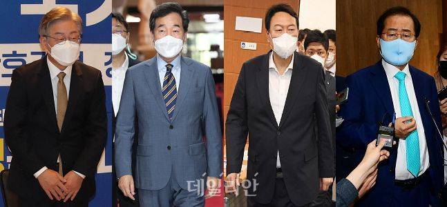 더불어민주당 유력 대권주자인 이재명 경기도지사와 이낙연 전 대표, 국민의힘 유력 대권주자인 윤석열 전 검찰총장과 홍준표 전 대표 ⓒ데일리안