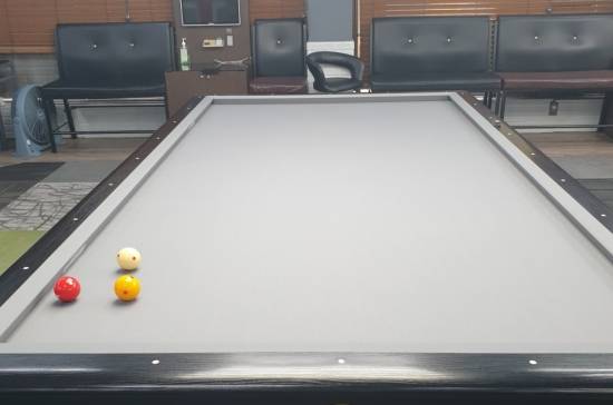 대명상사 당구천 브랜드 타우러스 신제품 라이트그레이 모델이 설치죈 당구대.(사진=대명상사 제공)