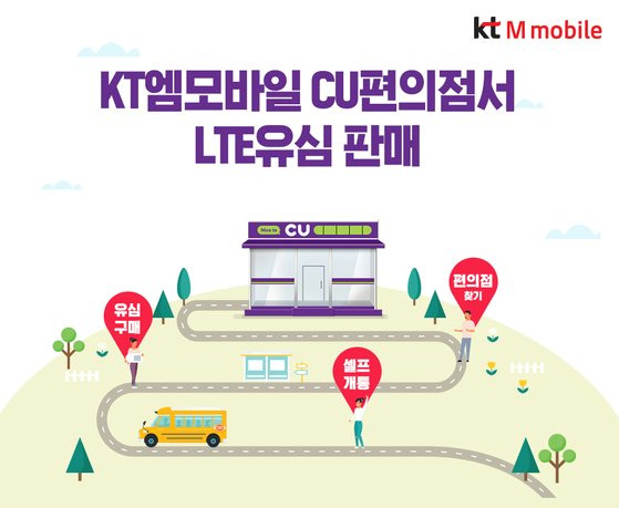 KT엠모바일이 CU 편의점에서 무약정 LTE 유심을 판매한다. KT엠모바일 제공