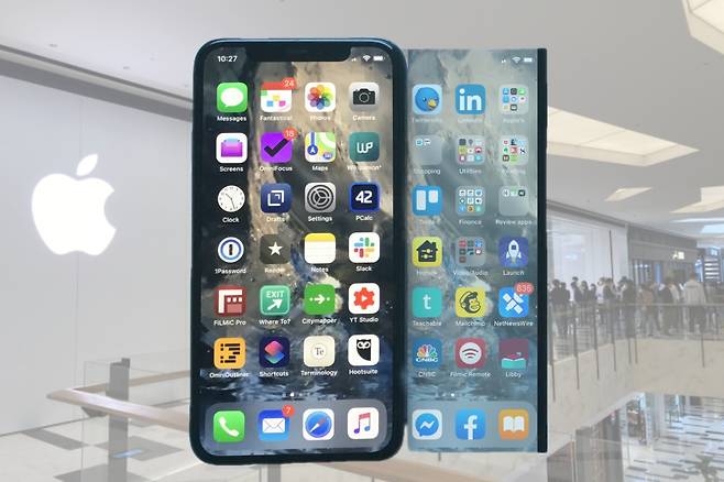 애플 아이폰 롤러블 예상 이미지 [애플 전문 매체 애플인사이더(appleinsider) 캡처]