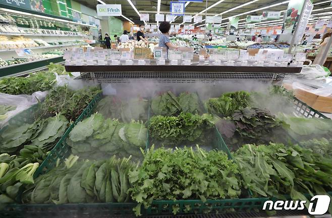 서울 서초구 하나로마트 양재점에서 판매 중인 여름 채소. 2021.7.29/뉴스1 © News1 이성철 기자