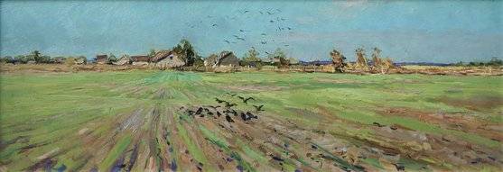 스토좌로프, 가을의 벌판, 24.6x73,4cm, 보드에 오일, 1955.[사진 나마갤러리]