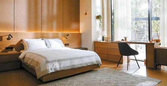 한샘리하우스 매장에 전시된 침실용 가구와 책상. [사진 한샘]