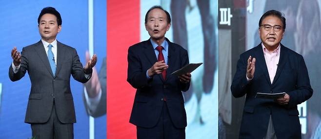 (왼쪽부터) 장성민‧장기표‧박진 국민의힘 대선 예비후보.&nbsp; &nbsp;연합뉴스