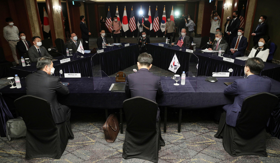 지난 6월 21일 서울에서 열린 한ㆍ미ㆍ일 북핵 수석대표 협의 모습. 〈사진=연합뉴스〉