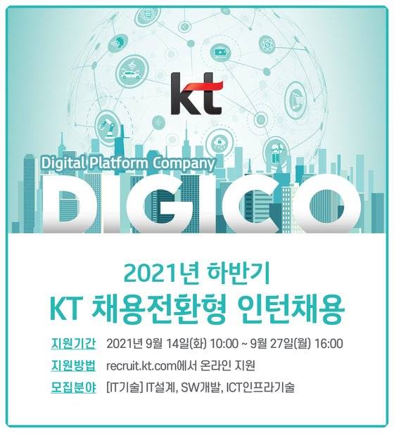 채용전환형 인턴 채용 안내 이미지. KT 제공