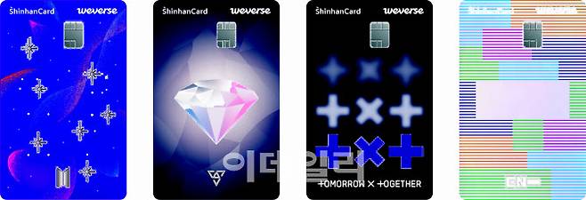 위버스PLCC 4종 (좌측부터 BTS, 세븐틴, 투모로우바이투게더(TXT), 엔하이픈)